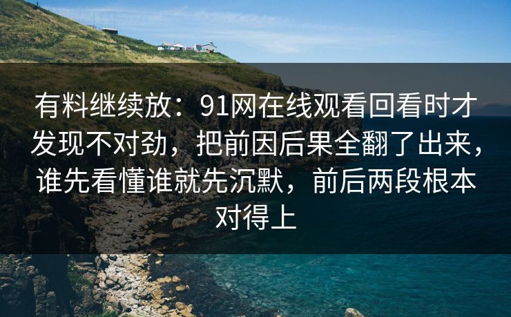 有料继续放：91网在线观看回看时才发现不对劲，把前因后果全翻了出来，谁先看懂谁就先沉默，前后两段根本对得上